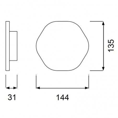 Aplique de pared o techo hexagonal LED 14cm plata
