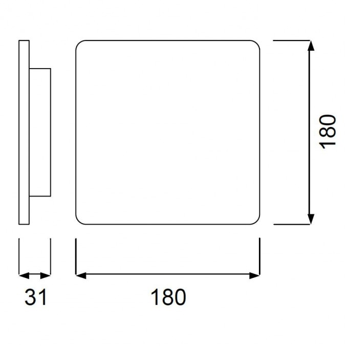 Aplique de pared o techo LED cuadrado 18cm plata