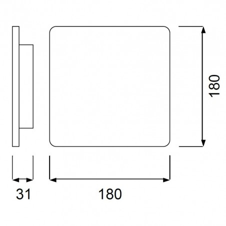 Aplique de pared o techo LED cuadrado 18cm plata