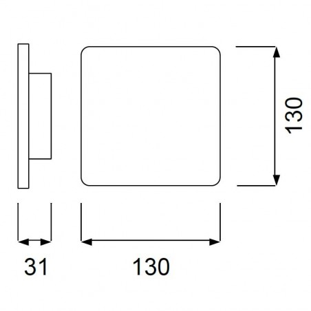 Aplique de pared o techo LED cuadrado 13cm plata