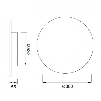 Aplique de pared o techo LED redondo 38cm blanco 2