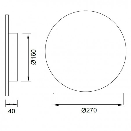 Aplique de pared o techo LED redondo 27cm negro