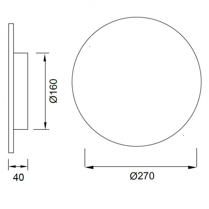 Aplique de pared o techo LED redondo 27cm plata