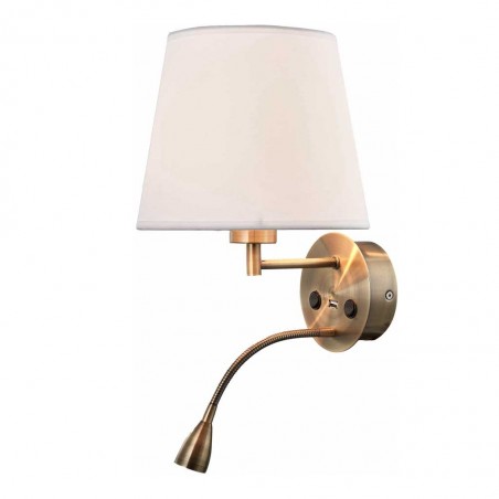 Aplique de pared bronce con lector LED y USB