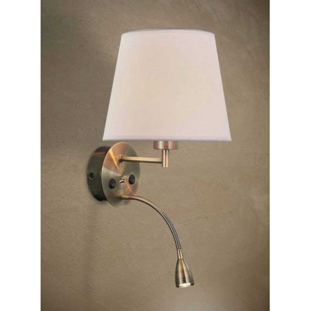 Aplique de pared bronce con lector LED y USB