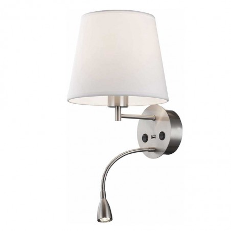Aplique de pared niquel con lector LED y USB