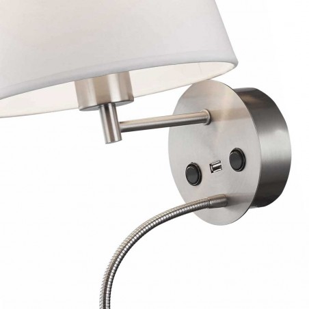 Aplique de pared niquel con lector LED y USB