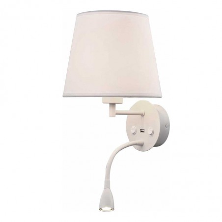 Aplique de pared blanco con lector LED y USB