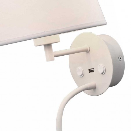 Aplique de pared blanco con lector LED y USB