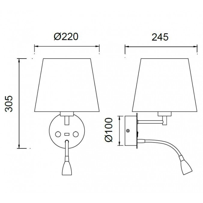 Aplique de pared blanco con lector LED y USB