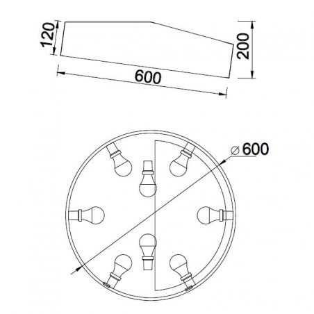 Plafón de techo asimétrico redondo 60cm