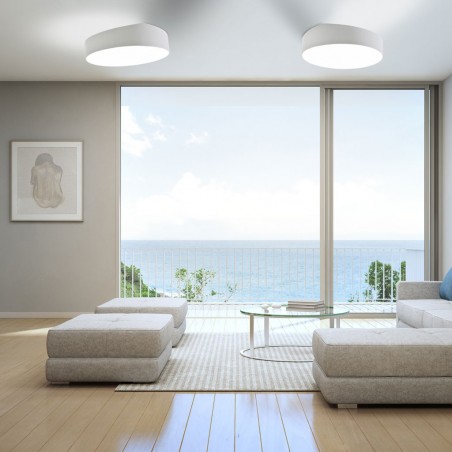 Plafón de techo asimétrico redondo 50cm plata