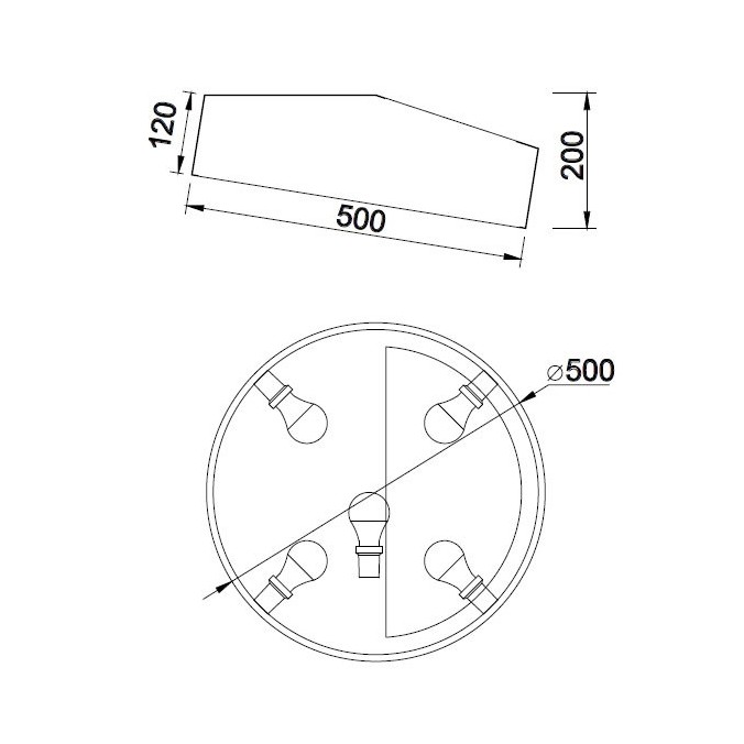 Plafón de techo asimétrico redondo 50cm plata