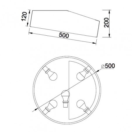 Plafón de techo asimétrico redondo 50cm blanco