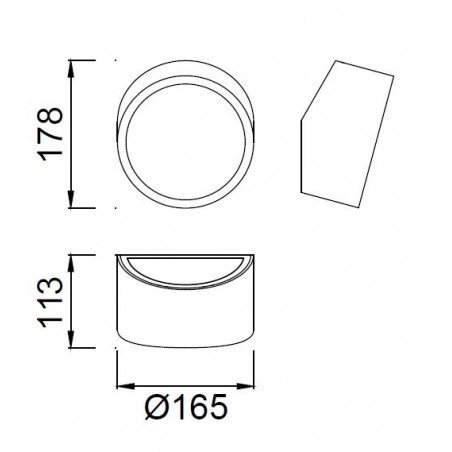 Aplique de pared asimétrico redondo plata