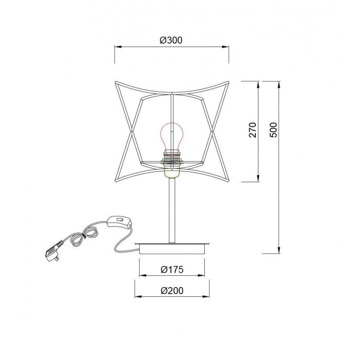 Lámpara de mesa 50cm serie Polinesia IP44