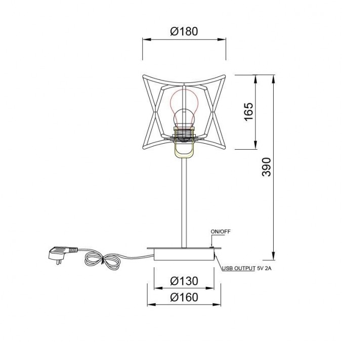Lámpara de mesa serie Polinesia conexion USB