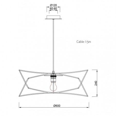 Lámpara de techo 60cm serie Polinesia IP44