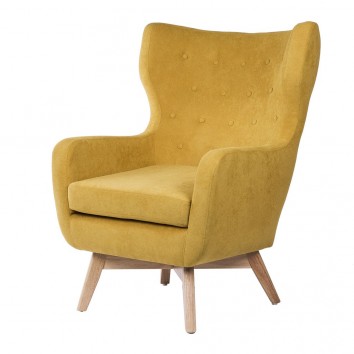 Sillón orejeras estilo vintage mostaza  75x83x103h