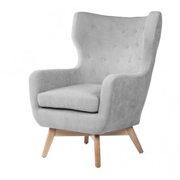 Sillón orejeras estilo vintage gris claro 75x83x103h