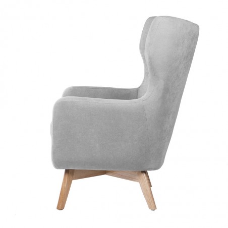 Sillón orejeras estilo vintage gris claro 75x83x103h