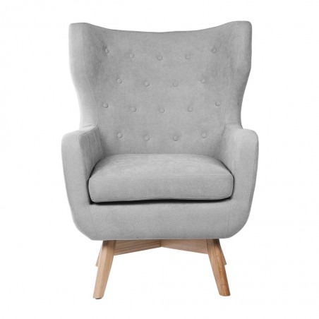 Sillón orejeras estilo vintage gris claro 75x83x103h