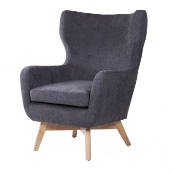 Sillón orejeras estilo vintage gris oscuro 75x83x103h