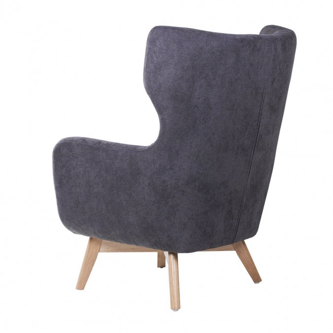 Sillón orejeras estilo vintage gris oscuro 75x83x103h