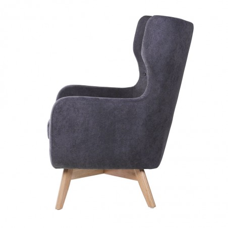 Sillón orejeras estilo vintage gris oscuro 75x83x103h