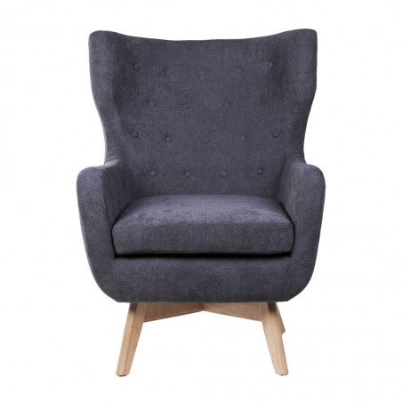 Sillón orejeras estilo vintage gris oscuro 75x83x103h