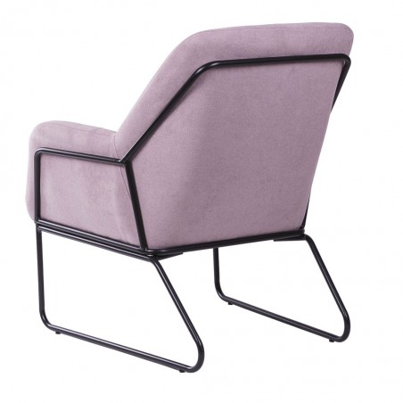 Sillón diseño estructura hierro negro y tapizado malva - 78x74x103h
