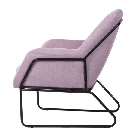 Sillón diseño estructura hierro negro y tapizado malva - 78x74x103h