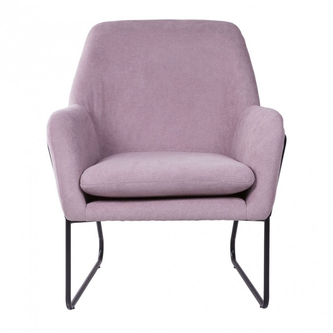 Sillón diseño estructura hierro negro y tapizado malva - 78x74x103h