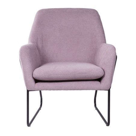Sillón diseño estructura hierro negro y tapizado malva - 78x74x103h