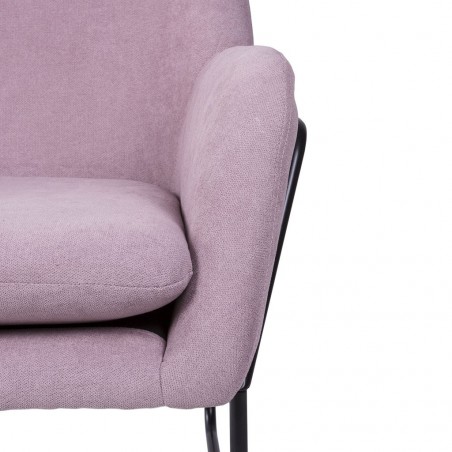 Sillón diseño estructura hierro negro y tapizado malva - 78x74x103h