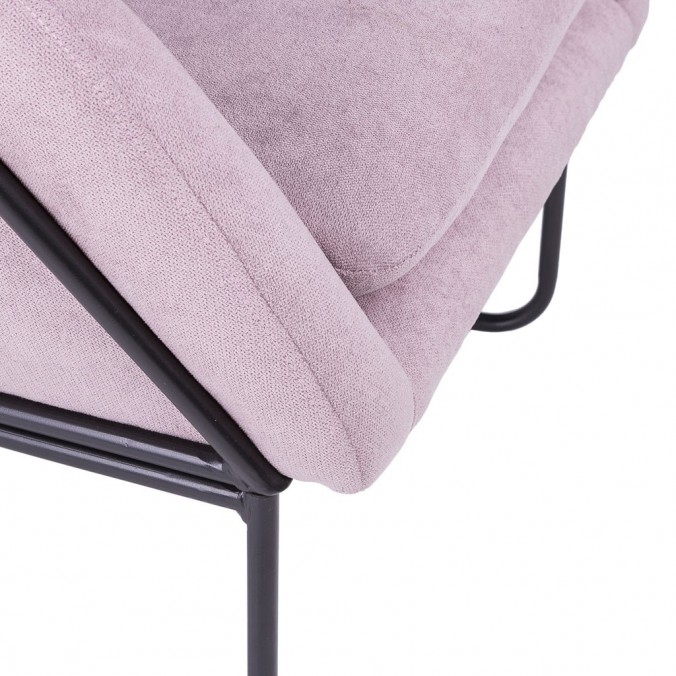 Sillón diseño estructura hierro negro y tapizado malva - 78x74x103h