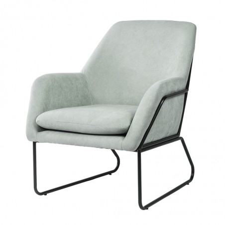 Sillón diseño estructura hierro negro y tapizado menta - 77x88x97h