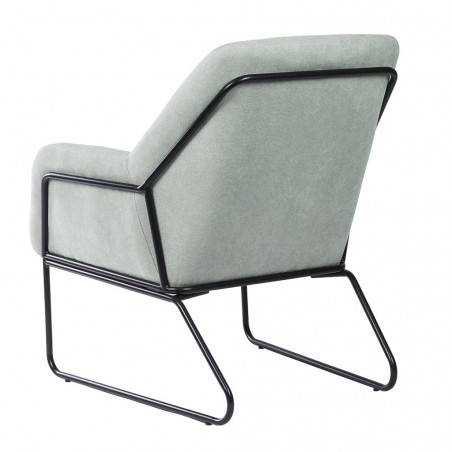 Sillón diseño estructura hierro negro y tapizado menta - 77x88x97h