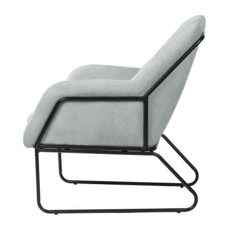 Sillón diseño estructura hierro negro y tapizado menta - 77x88x97h