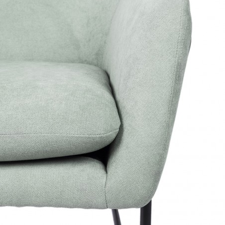 Sillón diseño estructura hierro negro y tapizado menta - 77x88x97h