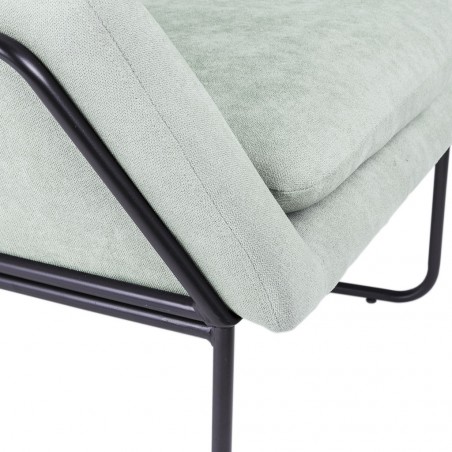 Sillón diseño estructura hierro negro y tapizado menta - 77x88x97h