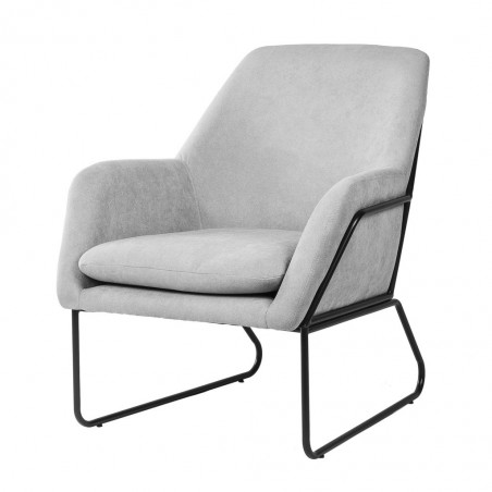Sillón diseño estructura hierro negro y tapizado gris claro - 71x81x83h