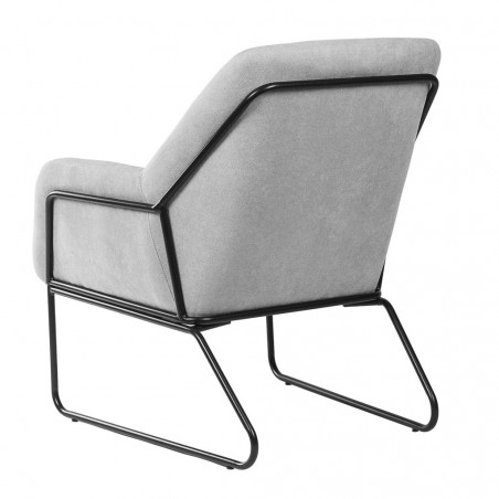 Sillón diseño estructura hierro negro y tapizado gris claro - 71x81x83h
