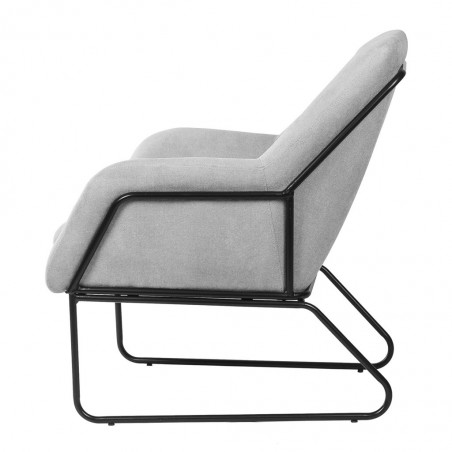 Sillón diseño estructura hierro negro y tapizado gris claro - 71x81x83h