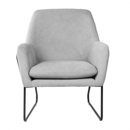 Sillón diseño estructura hierro negro y tapizado gris claro - 71x81x83h