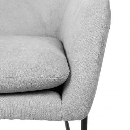 Sillón diseño estructura hierro negro y tapizado gris claro - 71x81x83h