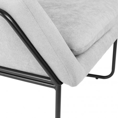 Sillón diseño estructura hierro negro y tapizado gris claro - 71x81x83h