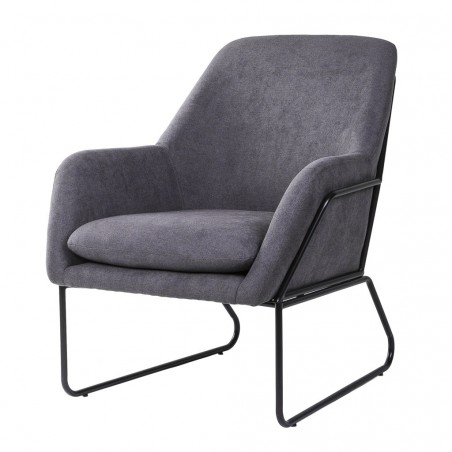 Sillón diseño estructura hierro negro y tapizado gris oscuro - 77x88x97h