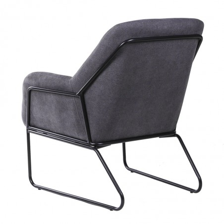 Sillón diseño estructura hierro negro y tapizado gris oscuro - 77x88x97h