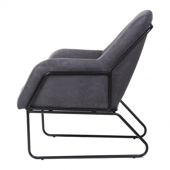Sillón diseño estructura hierro negro y tapizado gris oscuro - 77x88x97h Sillón diseño estructura hierro negro y tapizado gris oscuro - 77x88x97h